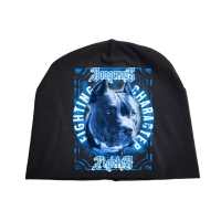 Zdjęcie produktu Czapka zimowa znaczek Pies   czarna bawełna pitbull